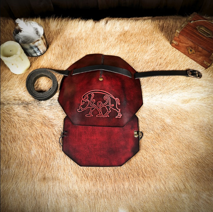 Hombreras de cuero con relieve Mercia - Granate