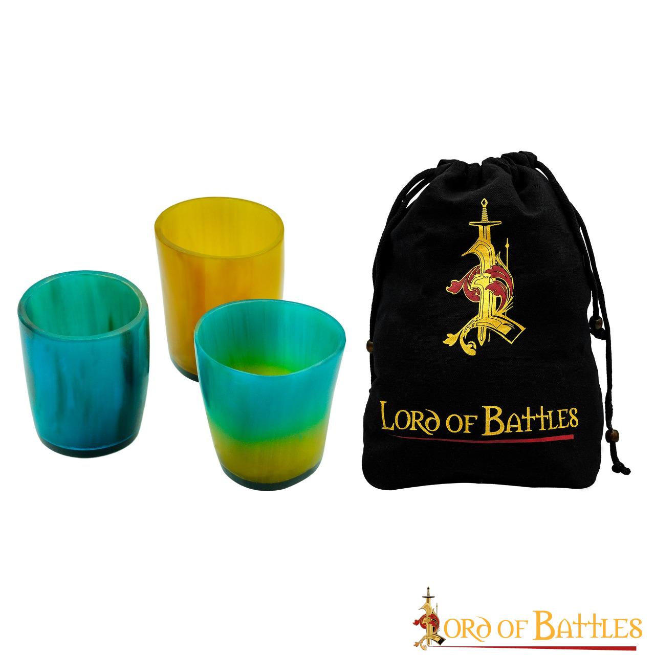 Vaso de chupito medieval de cuerno de buey hecho a mano - colorido