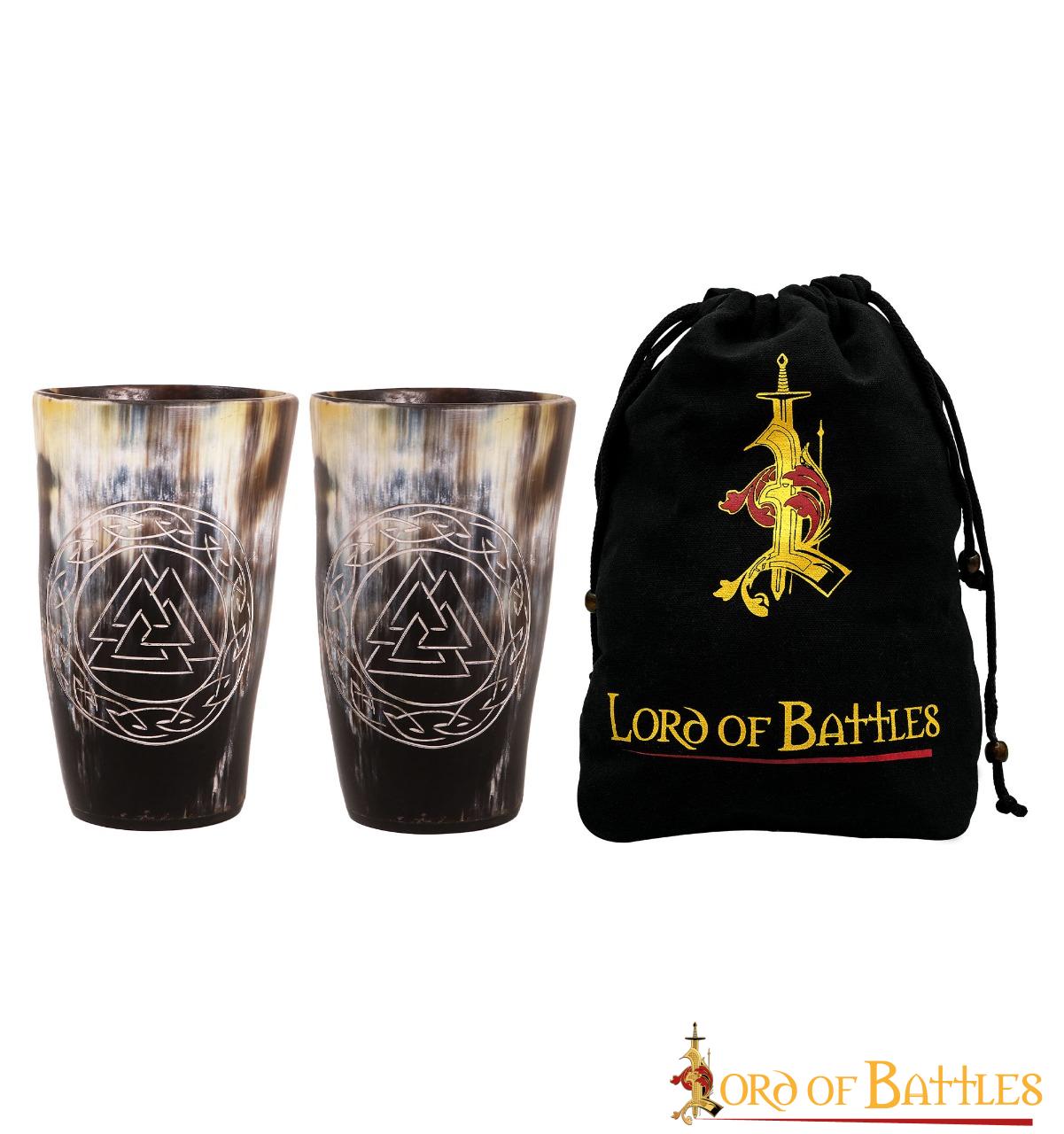 Imagen única de: Vasos de cuerno Valknut — Set de 2 hechos a mano
