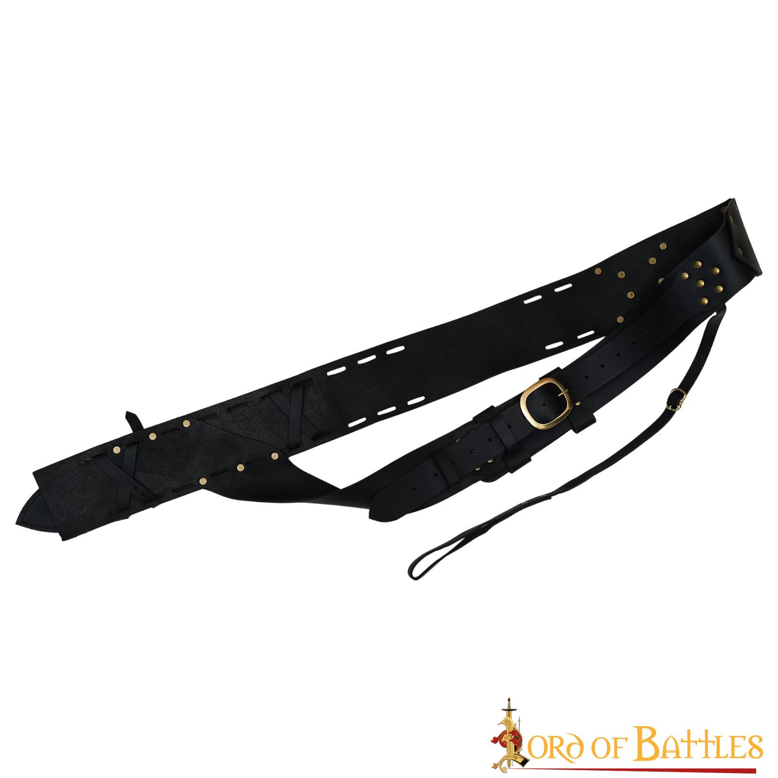 Bandolera de espalda para espada en cuero genuino - Negro