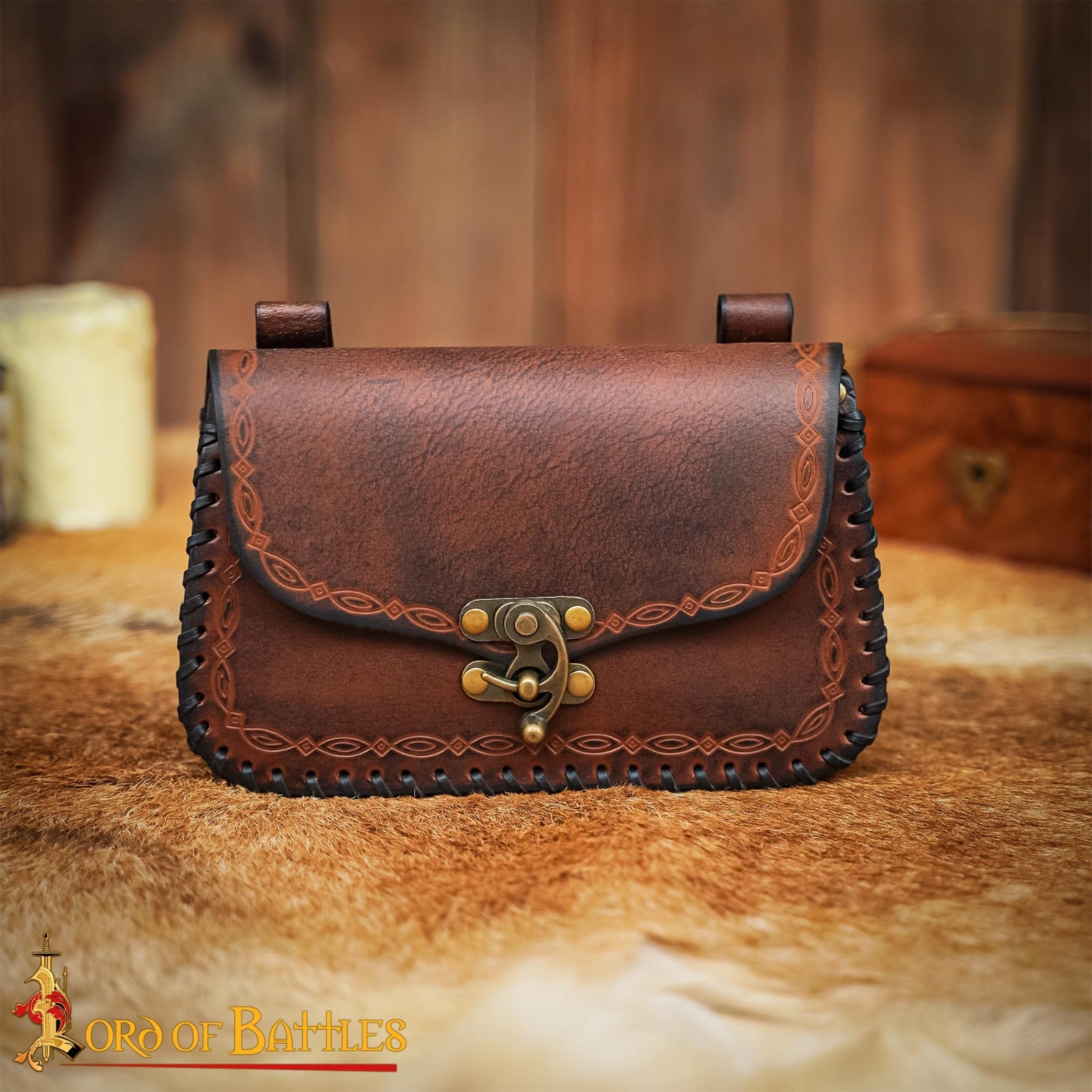 Bolsa de cinturón medieval de cuero repujado — LARP y recreación - imagen 13