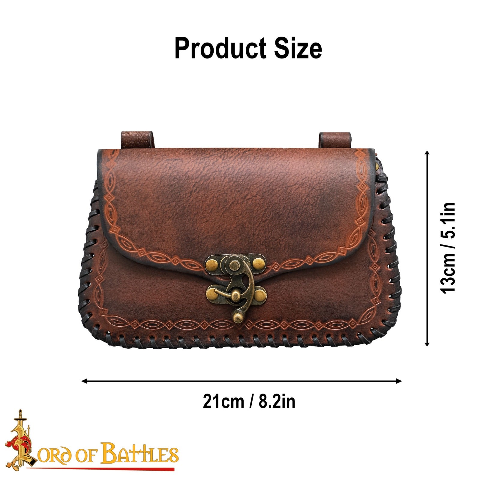 Bolsa de cinturón medieval de cuero repujado — LARP y recreación - imagen 15