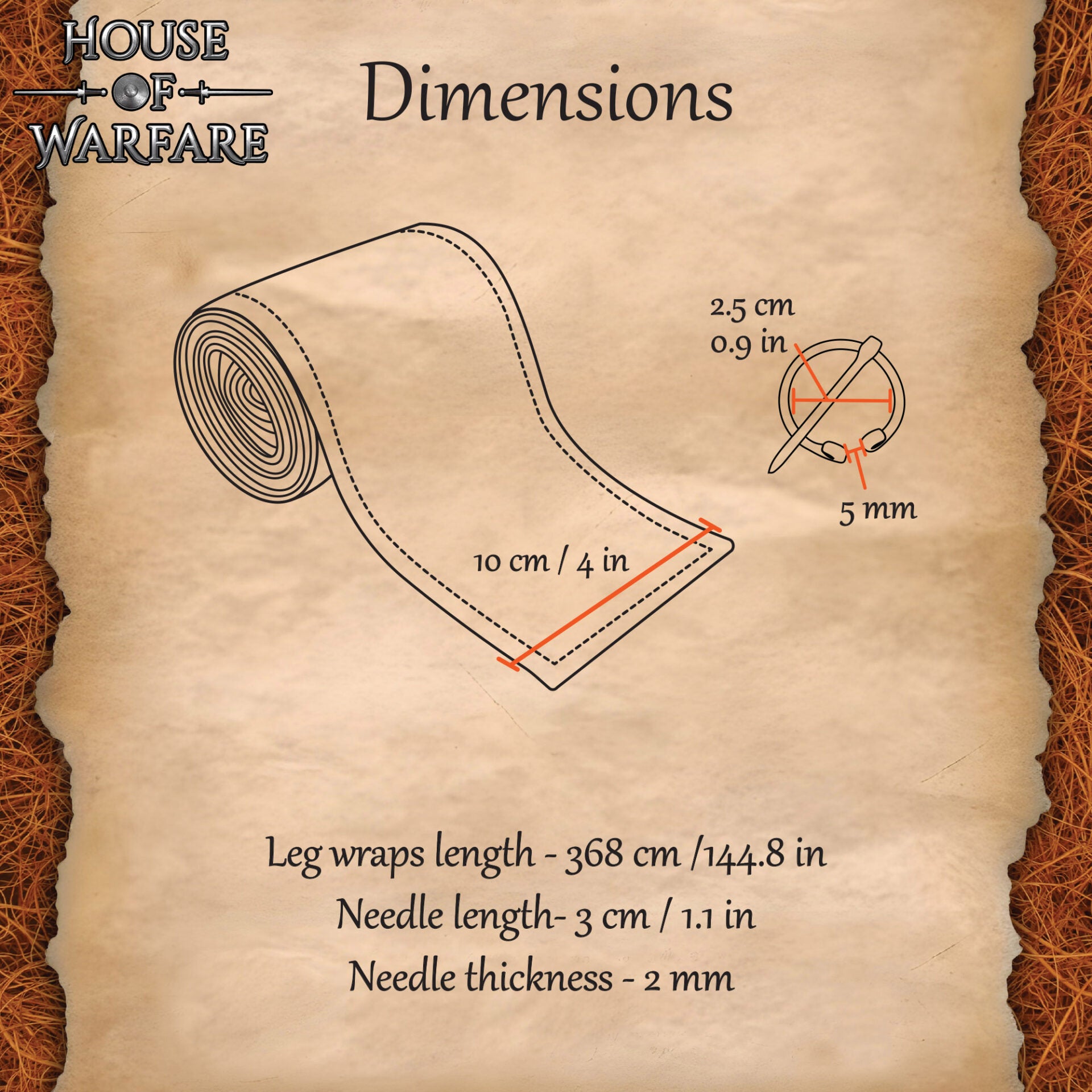 Envolturas de pierna vikingas de lana con fíbulas - imagen 6
