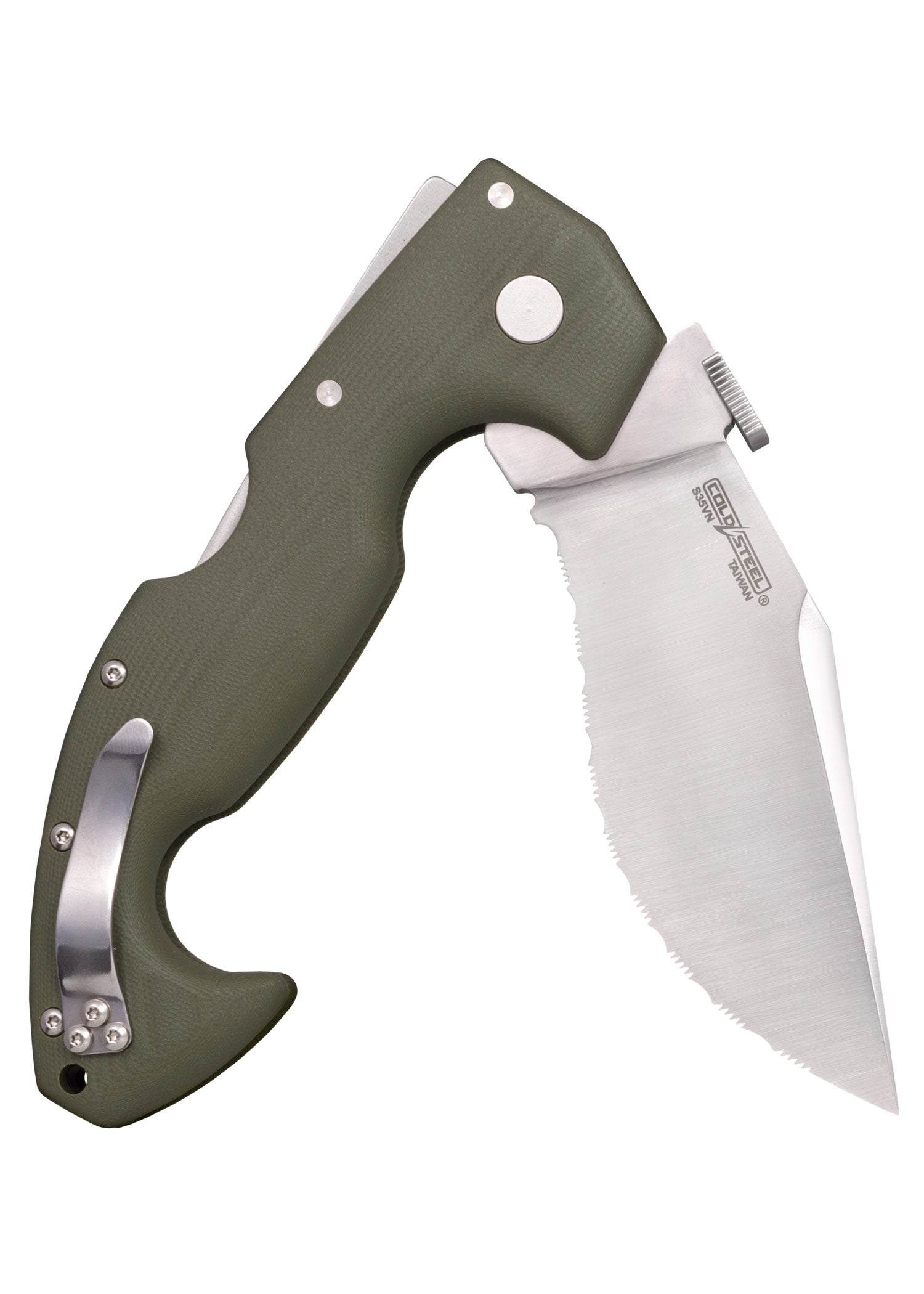 Imagen única de: Navaja Lynn Thompson Signature Spartan, Acero S35vn, Filo Dentado