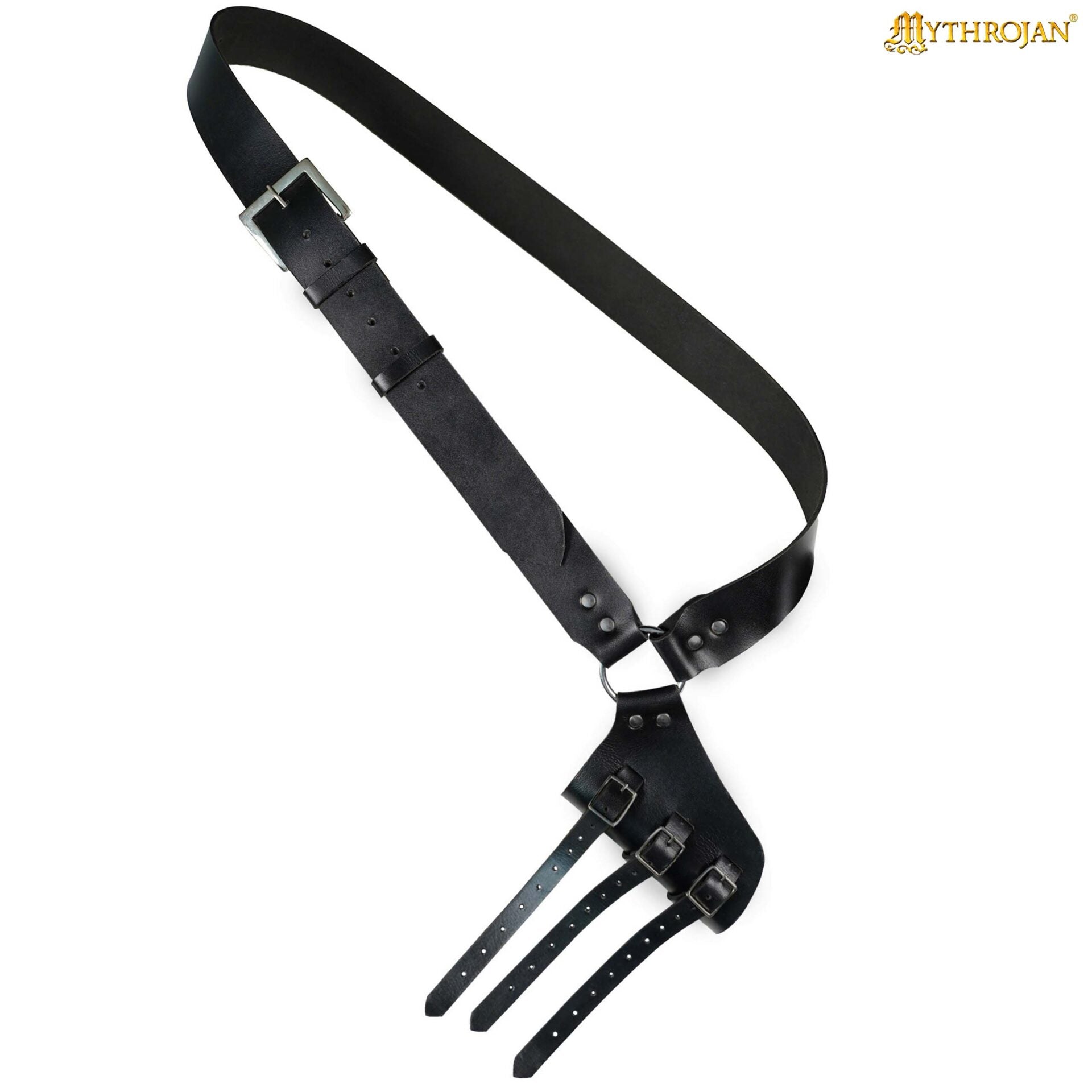 Bandolera de cuero medieval para espada ajustable (diestros y zurdos) - imagen 17