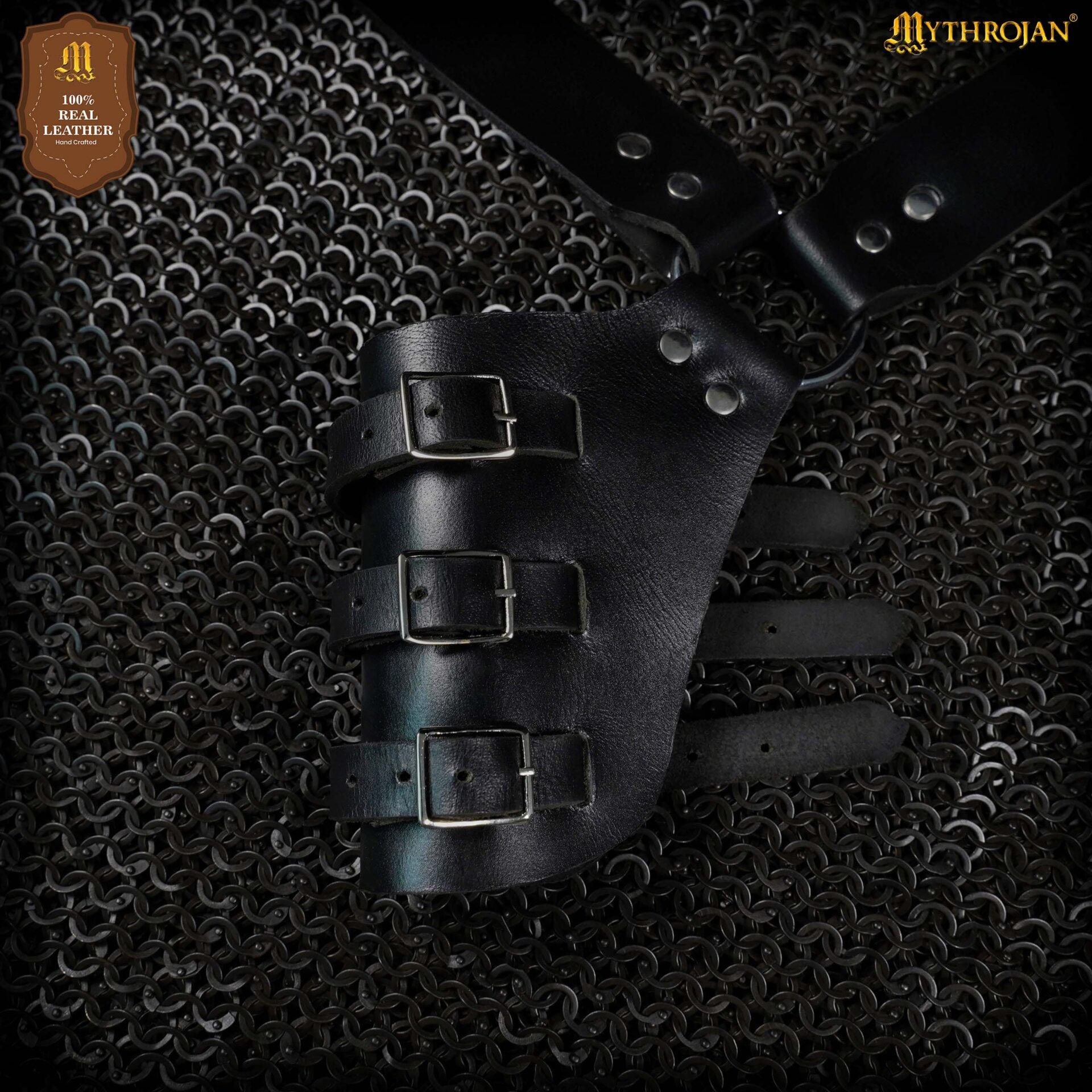 Bandolera de cuero medieval para espada ajustable (diestros y zurdos) - imagen 20