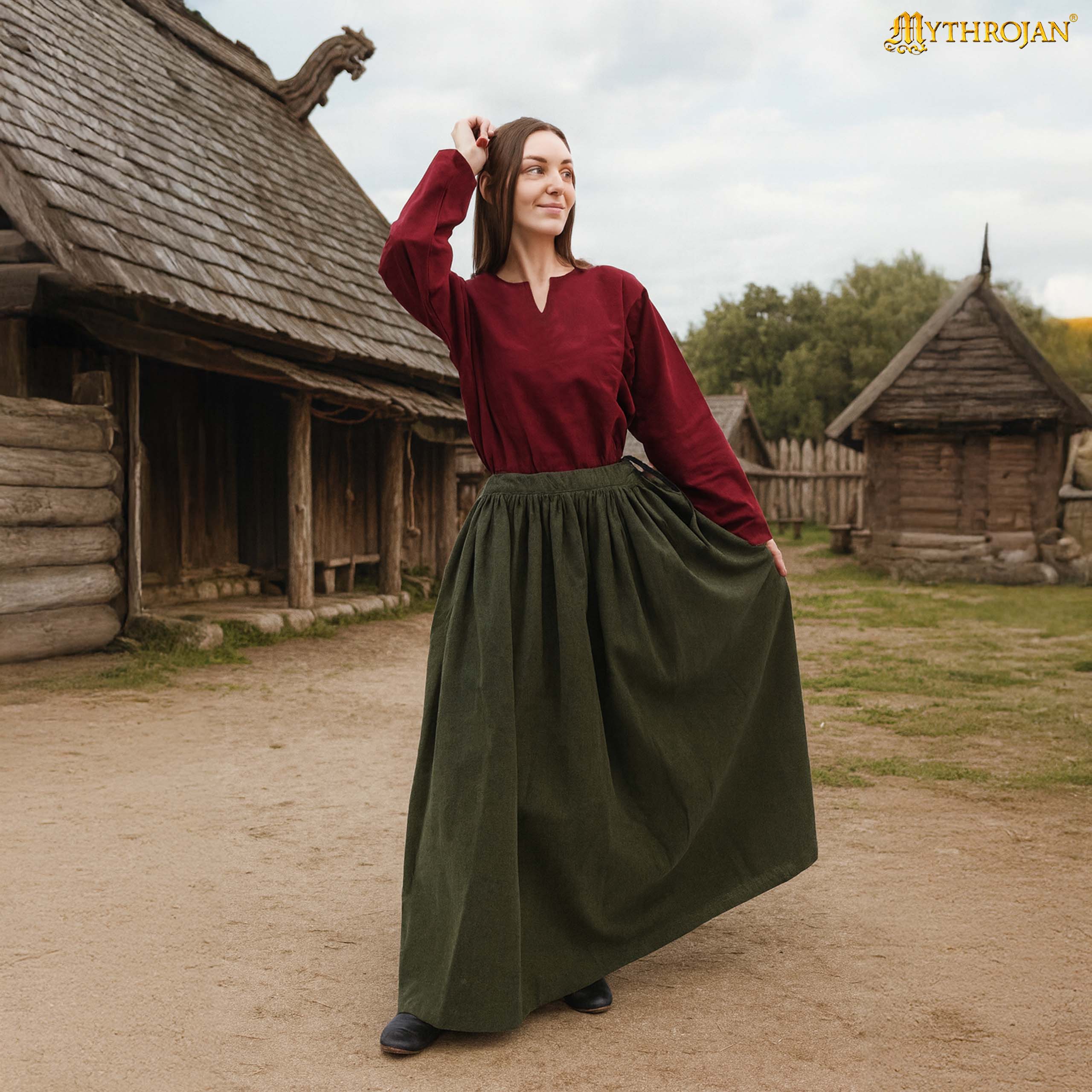 Falda Adventuress medieval de fantasía, 100% algodón, cintura ajustable