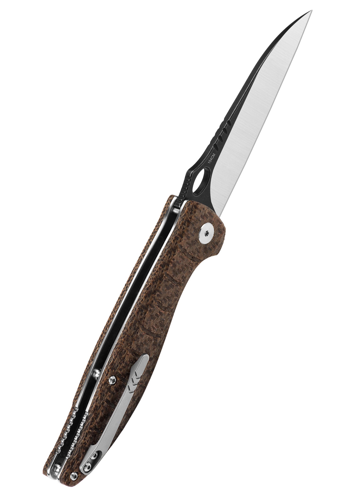 Imagen única de: Navaja Locust, Hoja Satinada Negra, Mango De Micarta Marrón