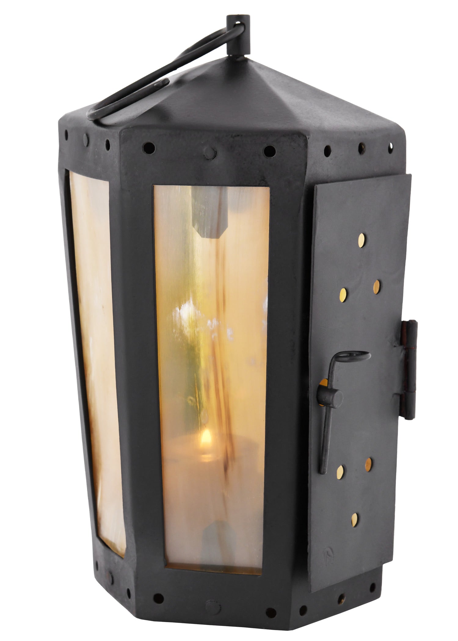 Imagen única de: Linterna Con Ventanas De Cuerno, Hexagonal, Hecha A Mano