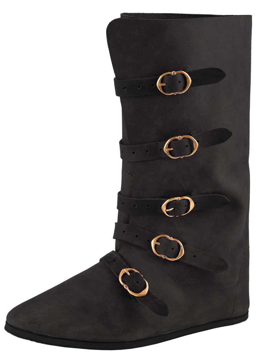 Botas Medievales Con Hebillas, Negras.