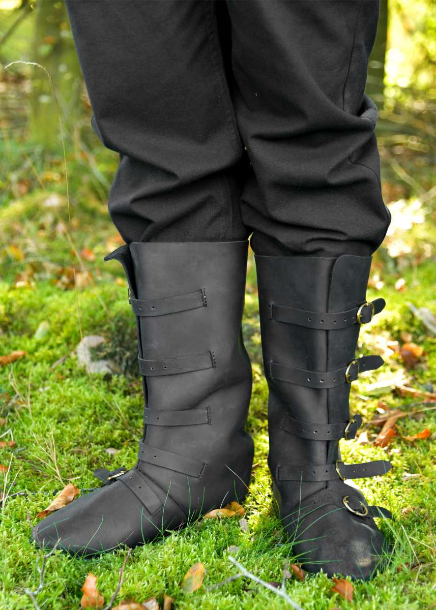 Botas Medievales Con Hebillas, Negras.