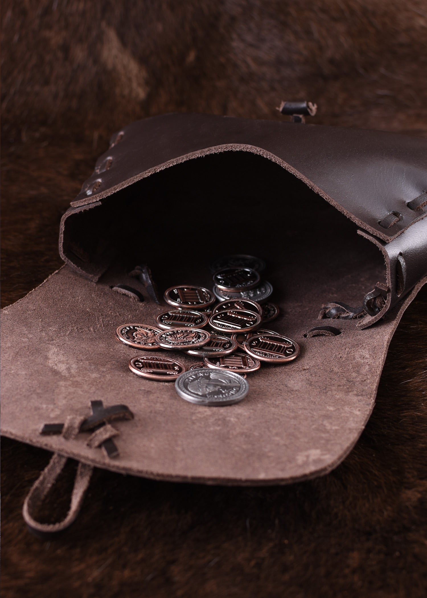 Imagen única de: Bolso Medieval De Cuero, Marrón Oscuro