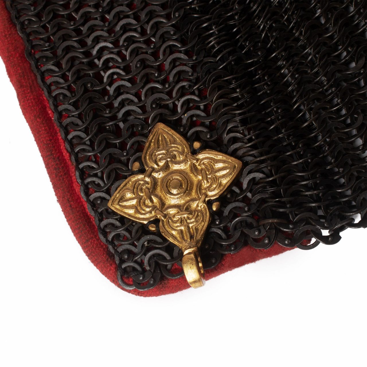 Gorguera de malla 9 mm con forro acolchado rojo y broche de latón - imagen 12