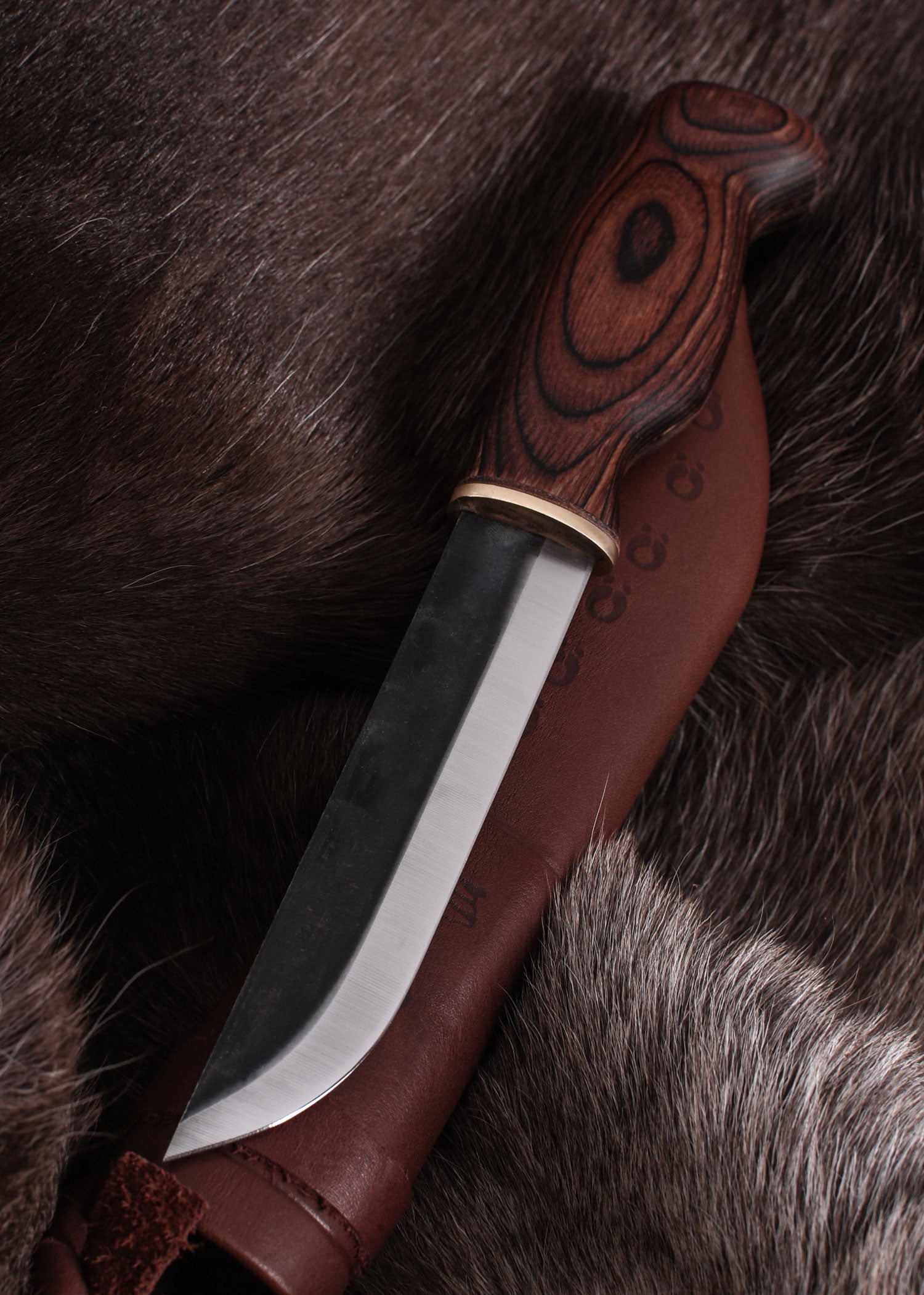Imagen única de: Cuchillo De Caza Karhuleuku Ruskea, Joya De Madera